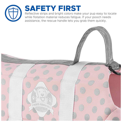 Dog Life Jacket - Keep Your Canine Safe with a Neoprene Life Vest - Designer Life Jackets - Perfect for Swimming and Boating - Pink/Silver, Small
