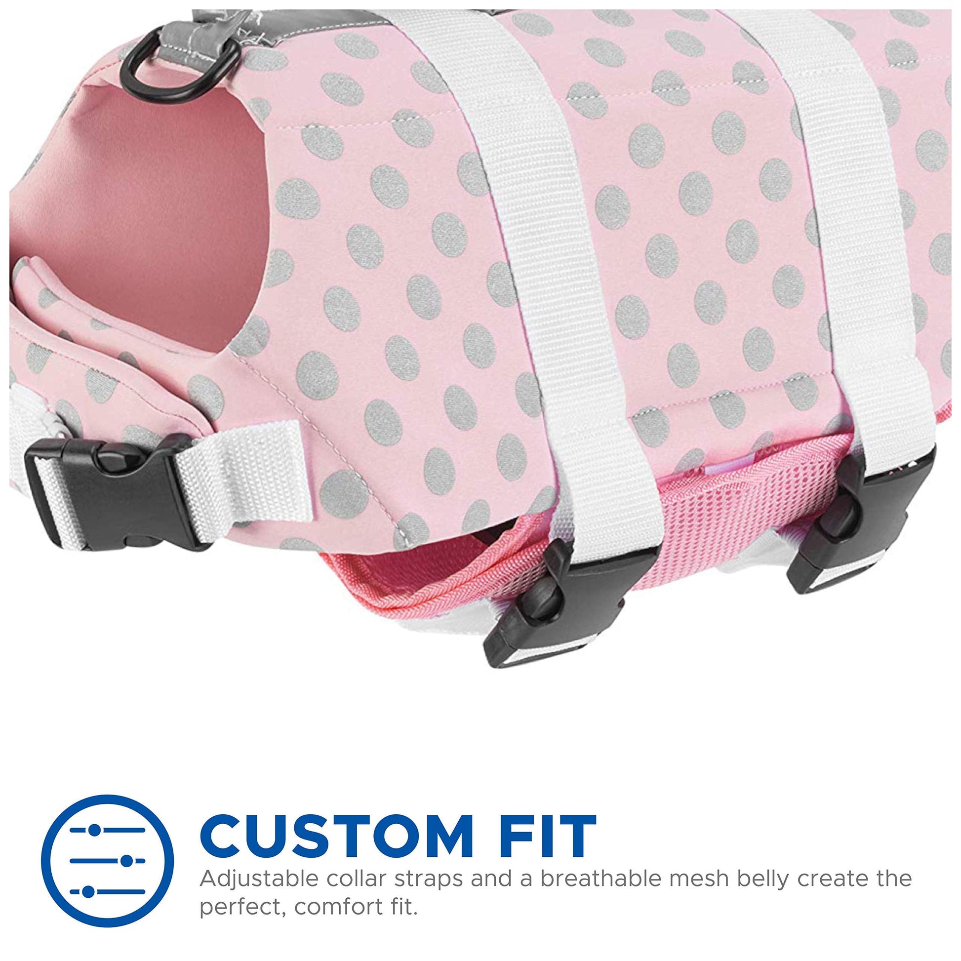 Dog Life Jacket - Keep Your Canine Safe with a Neoprene Life Vest - Designer Life Jackets - Perfect for Swimming and Boating - Pink/Silver, Small