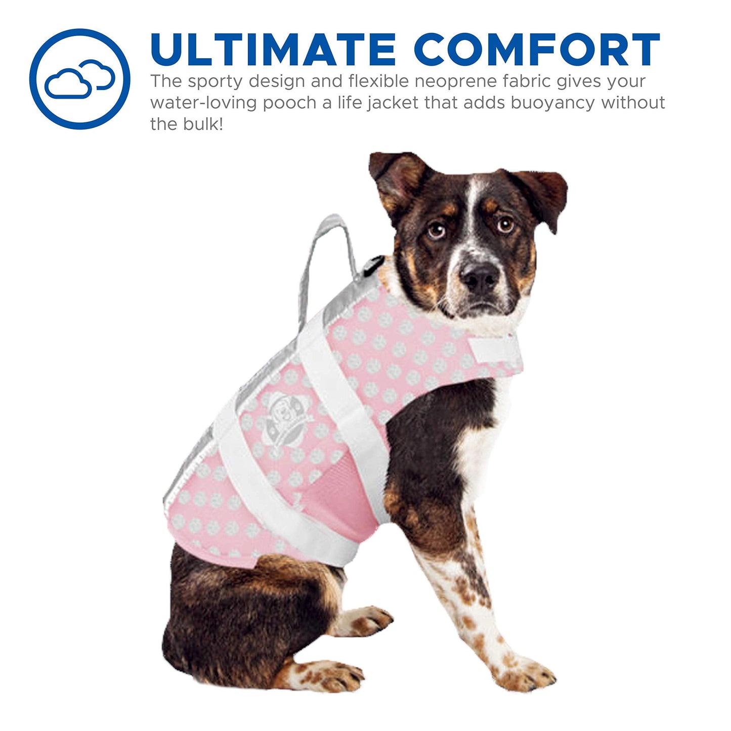 Dog Life Jacket - Keep Your Canine Safe with a Neoprene Life Vest - Designer Life Jackets - Perfect for Swimming and Boating - Pink/Silver, Small